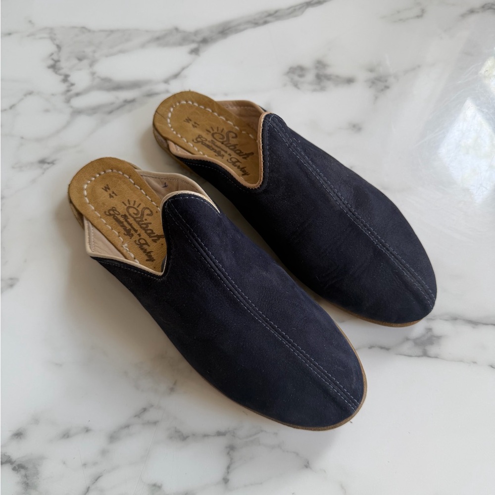 New Navy Blue Nubuck slippers with light piping | Baleen Blue Baba from Sabah - Picture 5 of 9